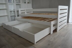 Drevená rozťahovacia posteľ  + 2xúložné boxy - 2