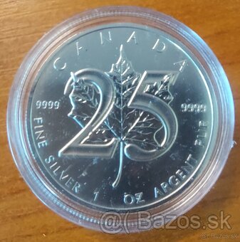 1 oz strieborná minca Maple Leaf 2013 - 25. VÝROČIE - 2