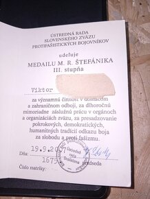 Pamätná medaila M.R.Štefánika III.st. - 2