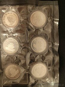 Sada 6x Ag mincí China Panda 5 Yuan 1993-1998, 3 oz - 2