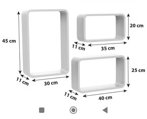 Sada 3 poličiek na stenu - 2