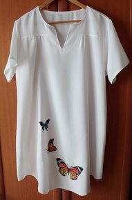 Letné biele minišaty s motýľmi, XL/2XL, 46/48 - 2