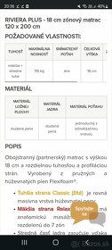 Matrac 120x200 CM, v 18 CM, používaný 1 mesiac - 2