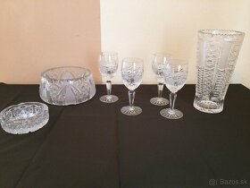 Krištáľové poháre na stopke ,váza, misa, popolník 100%-ný - 2