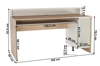 PC Herny Pisaci stol Dub Sonoma/Biela - 2