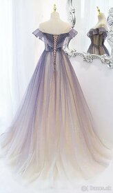 Fialovo-krémové spoločenské šaty veľkosť 42-44 - 2