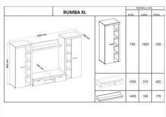 Predám obývaciu stenu Rumba XL vo farbe dub lefkas - 2