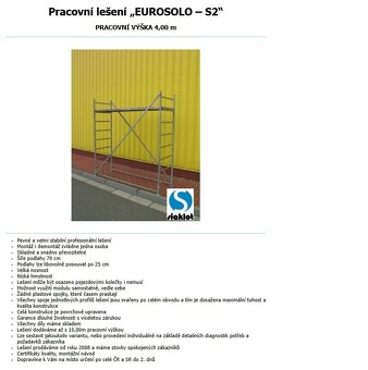 Pracovné lešenie Eurosolo-S2 (pojazdné) – NOVÉ - 2