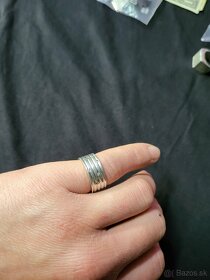 strieborný prsteň pánsky/unisex so zirkónmi - 2