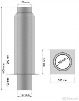 Komín nadstavec priemer 180 dĺžka 1m - 2