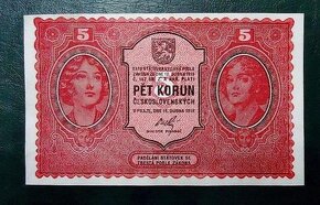 5 Korún 1919 Seria 0023 Neperforovaná - 2