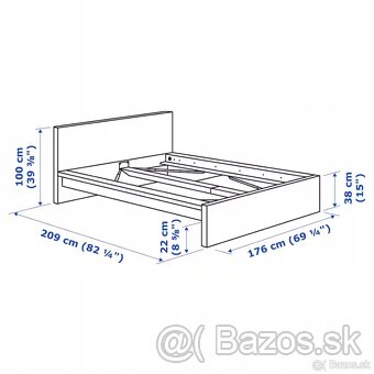 Posteľ IKEA MALM 160x200 dubové moridlo - 2