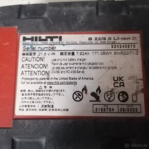 Predám hilti B22 8ah bateria - 2