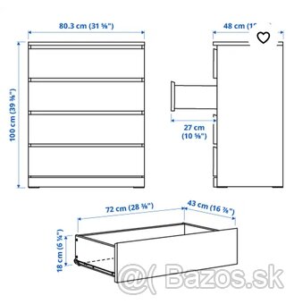 Komoda MALM biela 80x100cm - 2