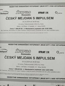 Predám 2 lístky na koncert Český mejdan s Impulsem - 2