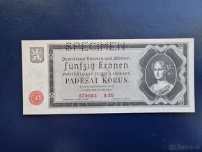 Bankovka 50 Korun 1940 PERFOROVANA UNC - 2