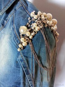 Rifľová bunda s perlami - 2