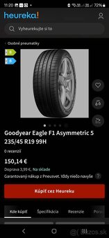 nové letné pneumatiky 235/45 r19 Good Year - 2