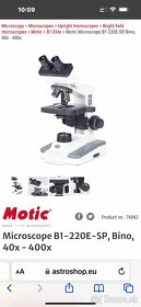 Predám profesionálny mikroskop Motic B1 advanced. - 2