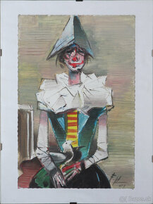 Hložník Ferdinand, Klaun, 2001, olej na kartóne, 34x23 - 2
