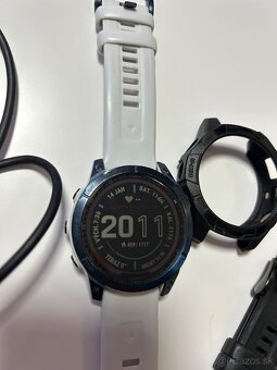 Garmin fenix 7 Sapphire Solar - Titan Blue/White Silicon - 2