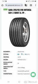 255/55/R18 Sava pneumatiky letne - 2