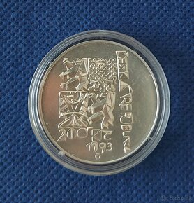 Strieborná pamätná minca 200Kč, 1993, schválenie ústavy  ČR - 2