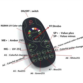 RGBWAUV LED PAR + diaľkové ovládanie - 2