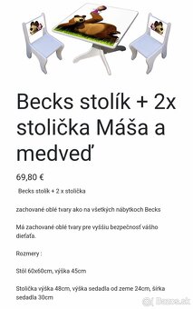 Detský stolík a 2 stoličky Máša a medveď - 2