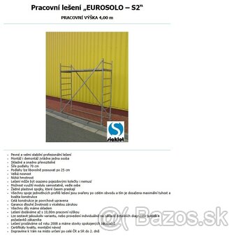 Pracovné veža / lešenie Eurosolo-S2 (pojazdné) – NOVÉ - 2