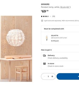 Ikea GRIMSÅS závesná lampa (úplne nová) - 2