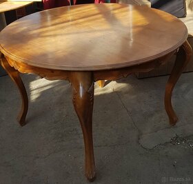 Stôl jedalensky drevený dobový 118cm priemer - 2
