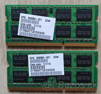 Predam 2x2 gb 2Rx8 PC3 10600 Samsung ram do notebooku - 2