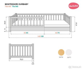 Detská nízka posteľ Montessori Ourbaby - biela - 2