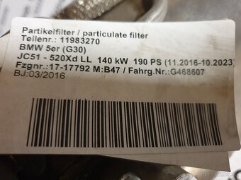 partikel filter na BMW 520Xd G30 ZANOVNÝ - 2