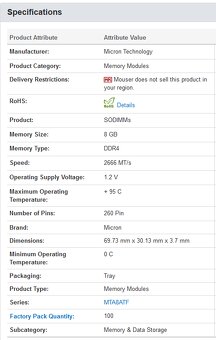 RAM Micron 16GB (2x8GB) PC4-2666 SODIMM - 2