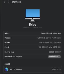 Apple iMac 27"5K 2020,i5 3.3Ghz,6core,32GB,Radeon5300, 512g - 2