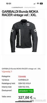 Moto bunda Garibaldi Moka Racer veľkosť XL - 2