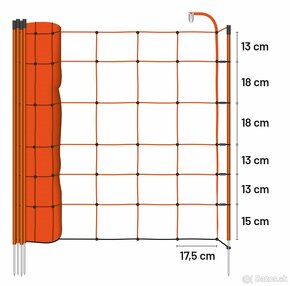 Sieť pre ovce, výška 90 cm, 50 m, 14 tyčov, oranžová Basic - 2