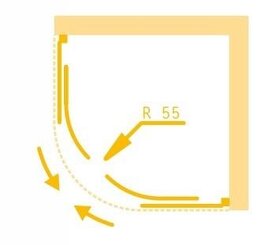 Sprchovací kút 80x80 posúvny štvrťkruhový - 2