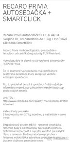 Recaro Privia autosedačka + Smartclick/Isofixová základňa - 2