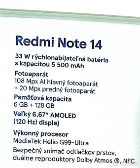 Redmi Note 14  NFC6/128  NEROZBALENE - 2