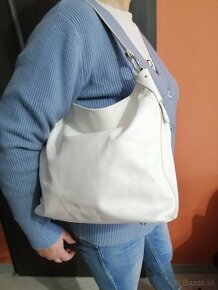 Biela kožená kabelka ITALY - 2