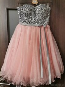 Korzetové šaty ružovo-strieborné - 2