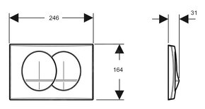 2x GEBERIT DELTA ZERO leský chrom - ovládacie tlačítko - 2