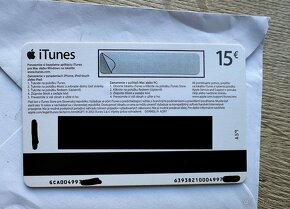 "NOVÁ"iTunes karta v hodnote za 15E teraz za 13E - 2