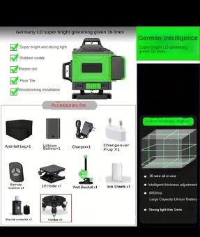 Nivelačný laser tzv. 4D tj 16 líniový so zelený lúčom - 2