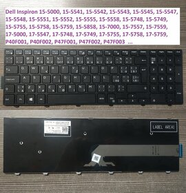 Klavesnice Dell: 15-5000//3580 5565/15 3521/3700/N5110 - 2