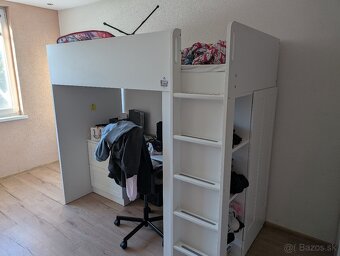 Vyvýšená posteľ, pracovný stôl, skriňa, IKEA - 2