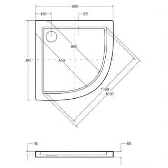 Rohová Vanička Aron Slimline 90x90 - 2